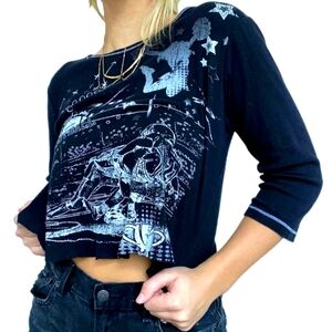 Blue Canyon Football Cheerleader Graphic Tee Shirt Size Medium Black